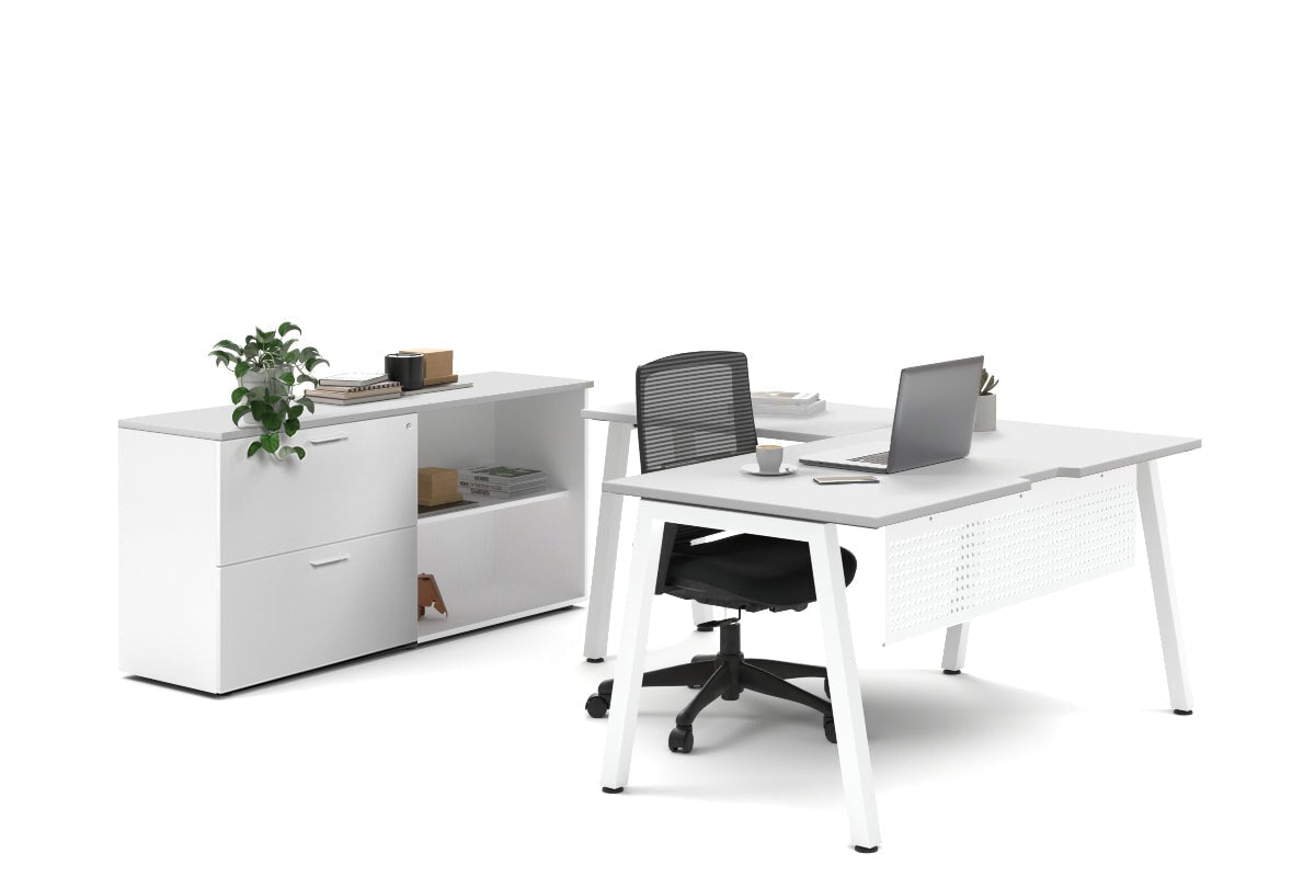 Quadro A Legs L-Shaped Executive Desk with White Legs [1600L x 1700W] - Perfect for Home Office & Modern Workspace Setup