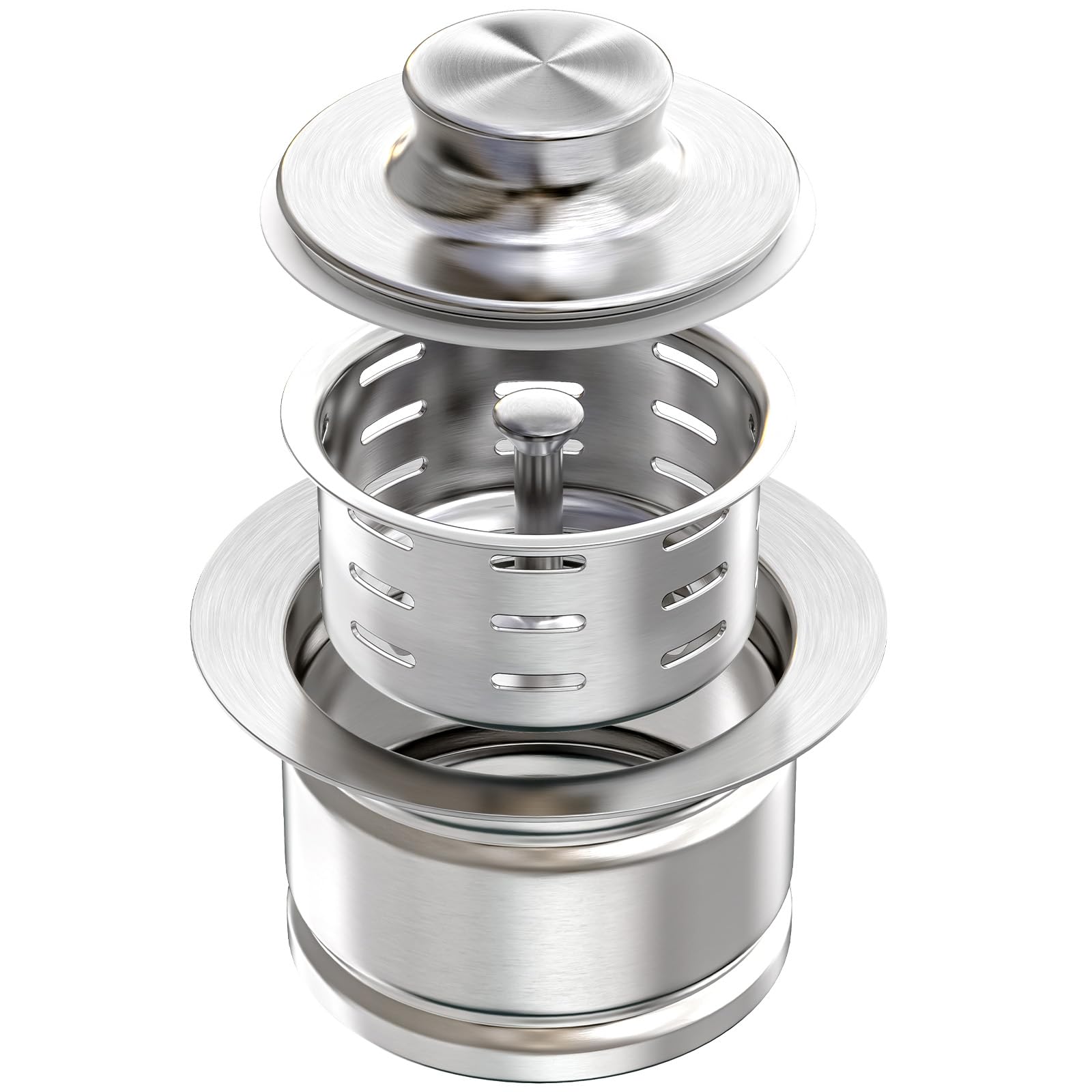 KONE Extended Garbage Disposal Flange with Strainer & Stopper - 304 Stainless Steel Kitchen Sink Flange for 3-1/2
