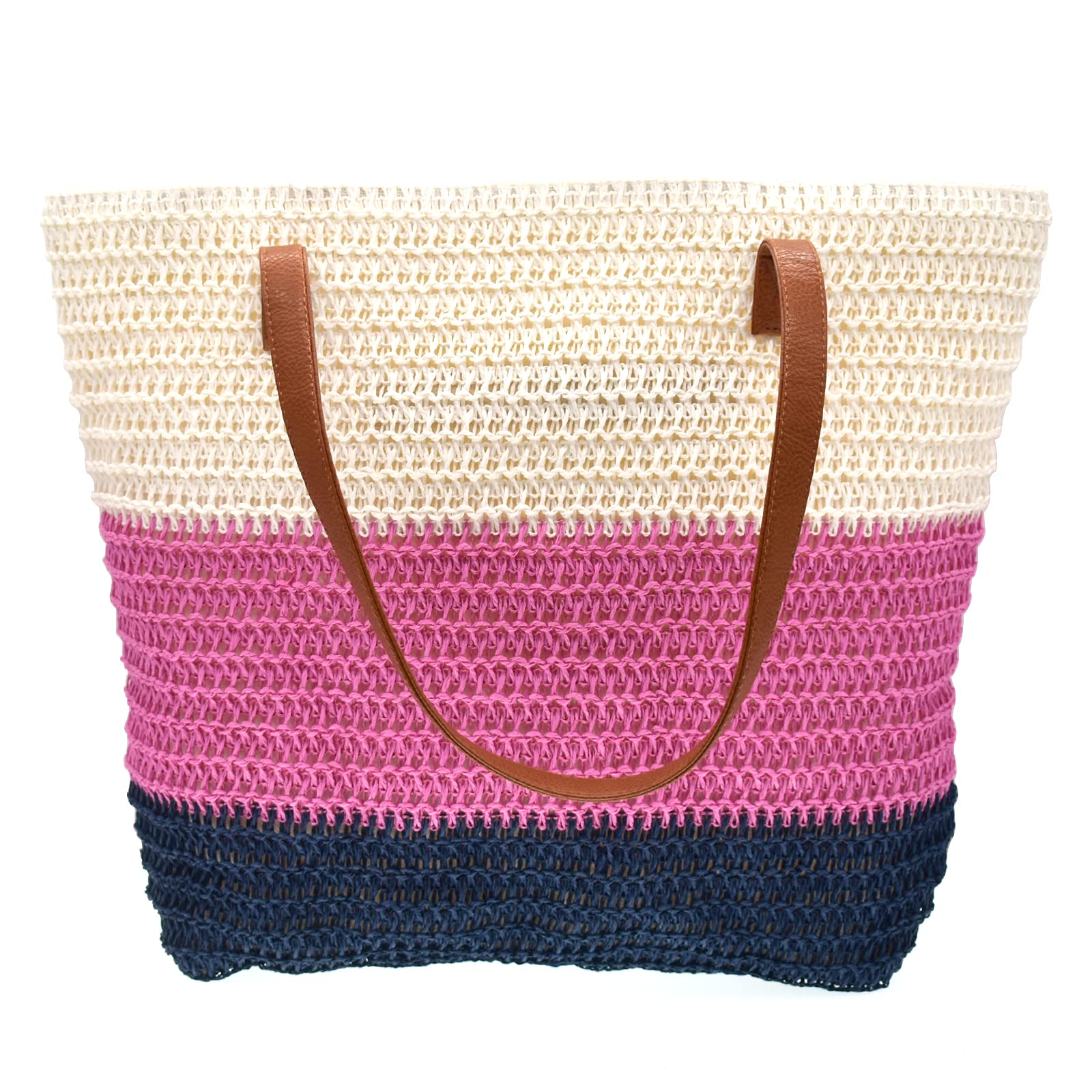 Stylish Large Colorful Straw Beach Tote Bag for Women - Rattan Woven Crochet Boho Beach Bag with Matching Towel Set | Perfect for Summer Vacations, Pool Parties & Beach Getaways