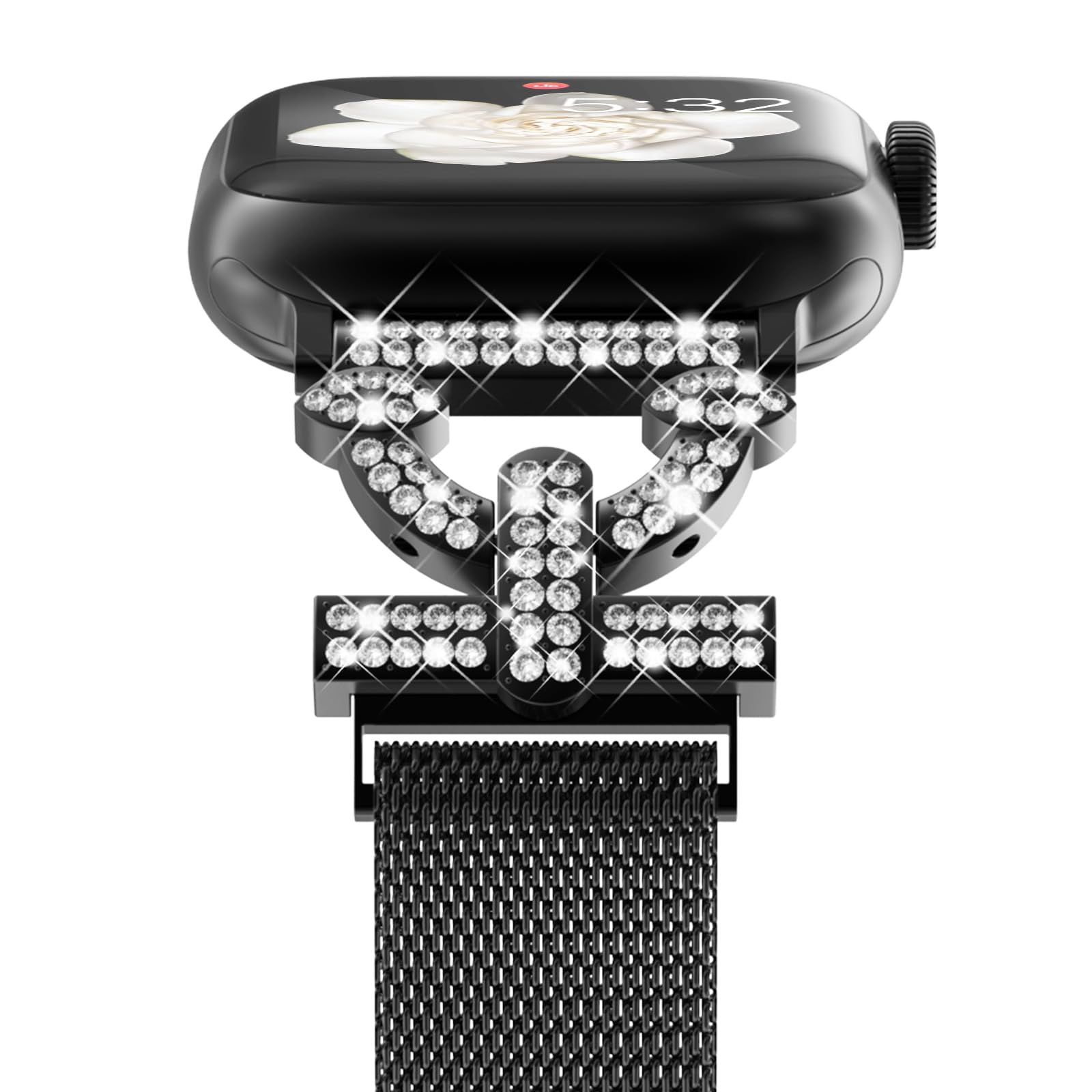 Magnetic Strap for Apple Watch 38mm 40mm 41mm 42mm - Bling Rhinestone Stainless Steel Mesh Loop Band Compatible with Series SE/10/9/8/7/6/5/4/3/2/1 - Elegant Women's Accessory for Work, Gym & Special Occasions