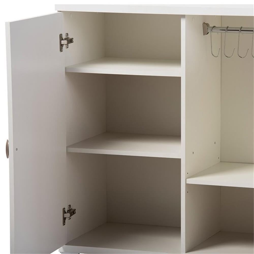 BOWERY HILL White Multipurpose Entryway Storage Cabinet - Hallway Organizer for Shoes, Coats & Home Decor | Perfect for Living Room, Bedroom or Office Entryway