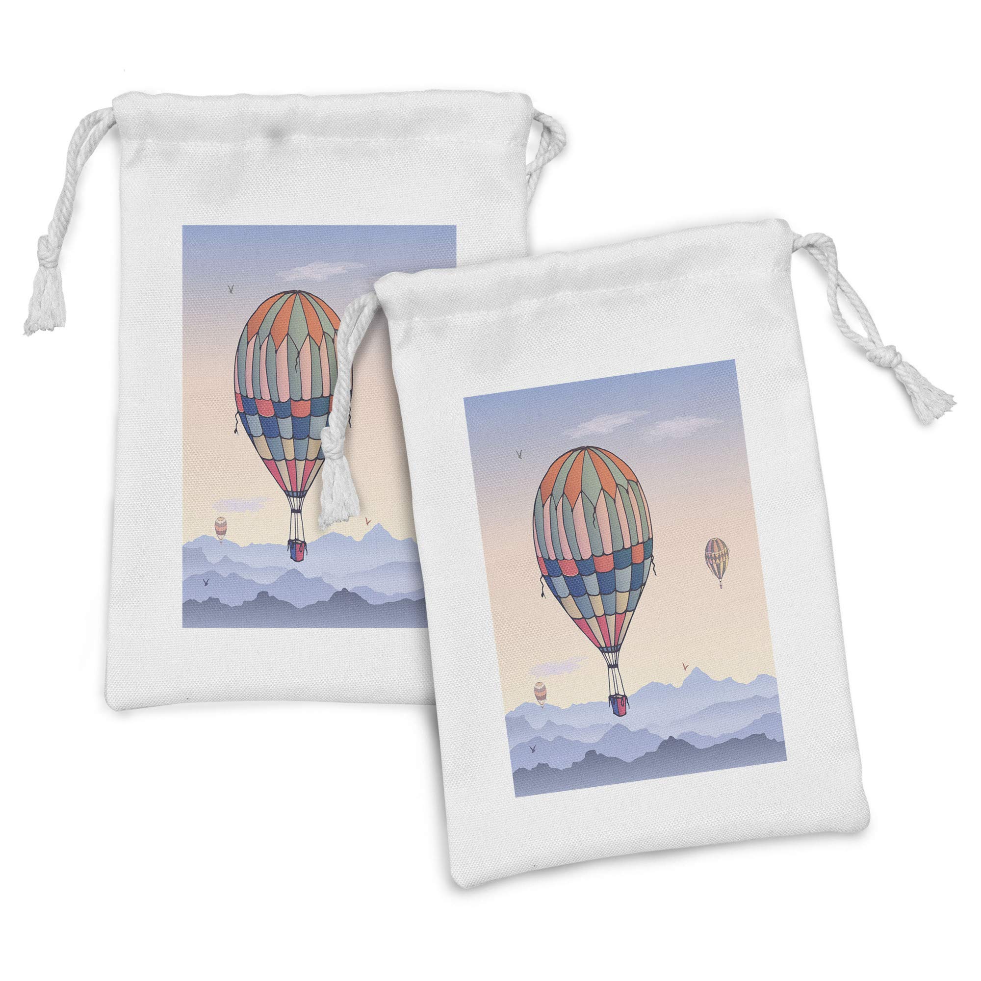 Ambesonne 2-Pack Hot Air Balloon Drawstring Fabric Pouches - 9