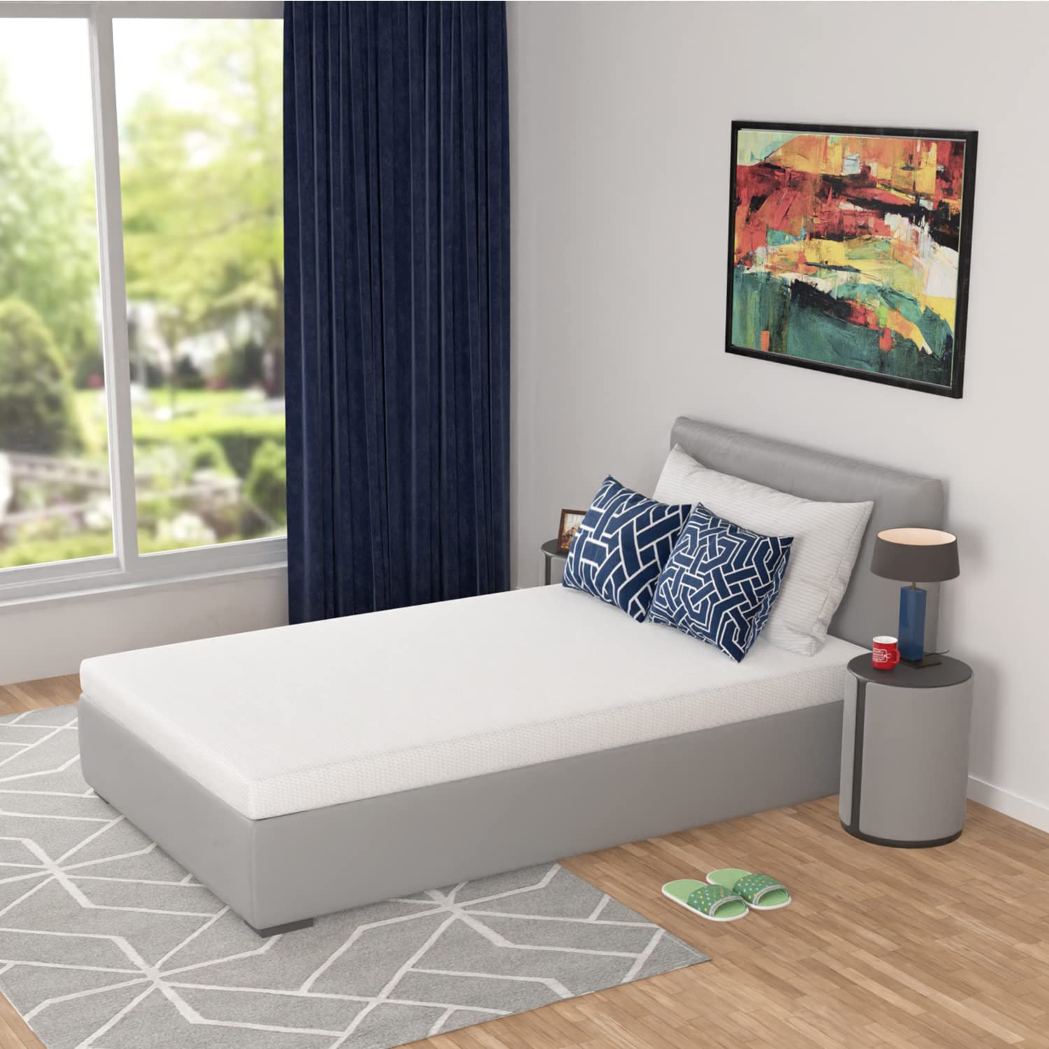 PayLessHere 5 Inch Twin Green Tea Memory Foam Mattress with Cooling Gel - Medium Firm, Fiberglass Free, CertiPUR-US Certified Bed-in-a-Box for Pressure Relief - Perfect for Guest Rooms, Dorms & Small Spaces (White)