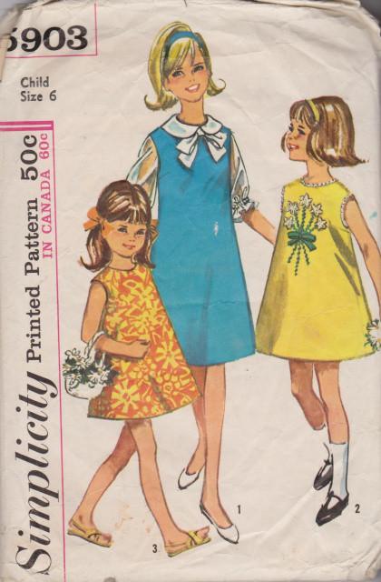 Simplicity 5903 Girls Vintage Floral Jumper Dress - Classic One-Piece Blouse for School, Church & Special Occasions