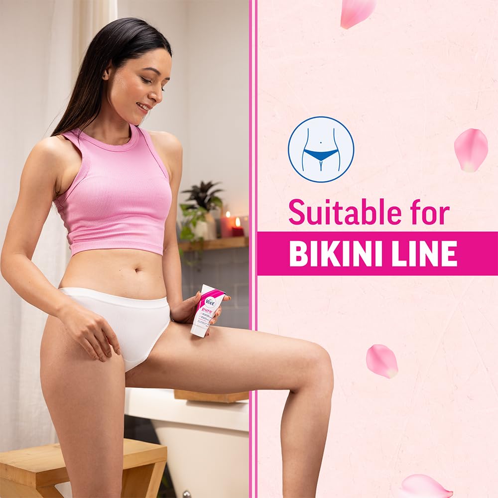 Veet Pure Hair Removal Cream for Women - 100g | Gentle Formula for Normal Skin | Safe for Legs, Underarms, Bikini Line & Arms | Painless At-Home Hair Removal Solution | Perfect for Beach Prep & Smooth Summer Skin