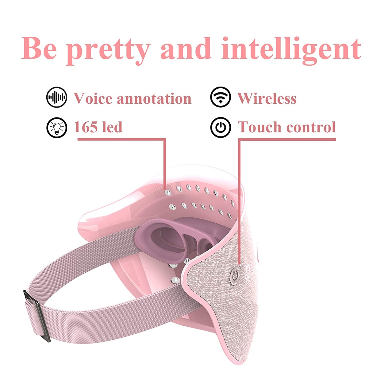 NewWay LED Face Mask Light Therapy for Acne Treatment & Skin Care - Red Light Therapy for Dark Spots & Anti-Aging - Cordless, Lightweight & Voice Prompts - Perfect for Home Spa & Skincare Routine