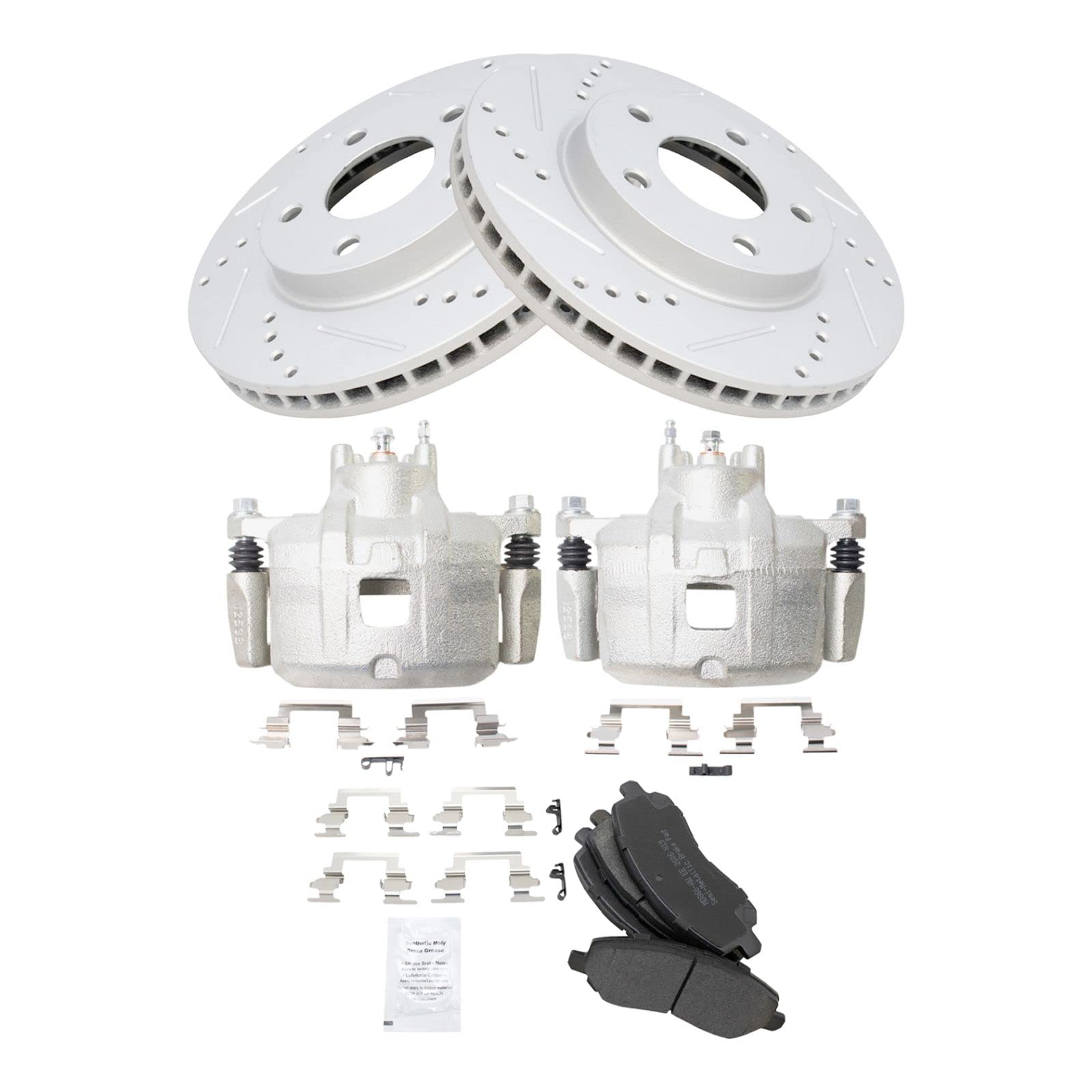 Premium Front Performance Brake Pad & Rotor Kit - Semi-Metallic Vented Discs with G-Coating - Compatible with 2007-2012 Dodge Caliber - Perfect for High-Performance Driving & Daily Commutes