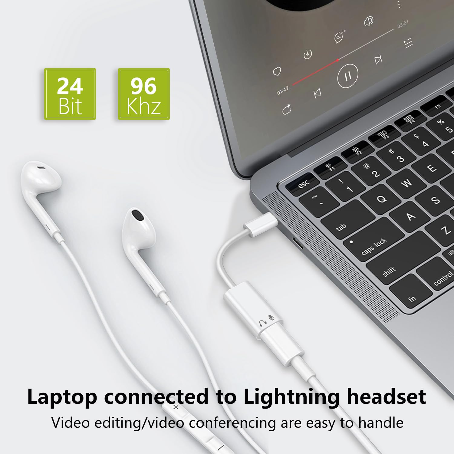 USB C to Lightning Audio Adapter - 3.5mm Headphone Jack Converter for iPhone 16/16 Pro/15/15 Pro, iPad Pro/Air 6/5/4, MacBook - Type C Male to Lightning Female (Audio Only, No Charging) - Perfect for Music, Podcasts & Gaming on Apple Devices