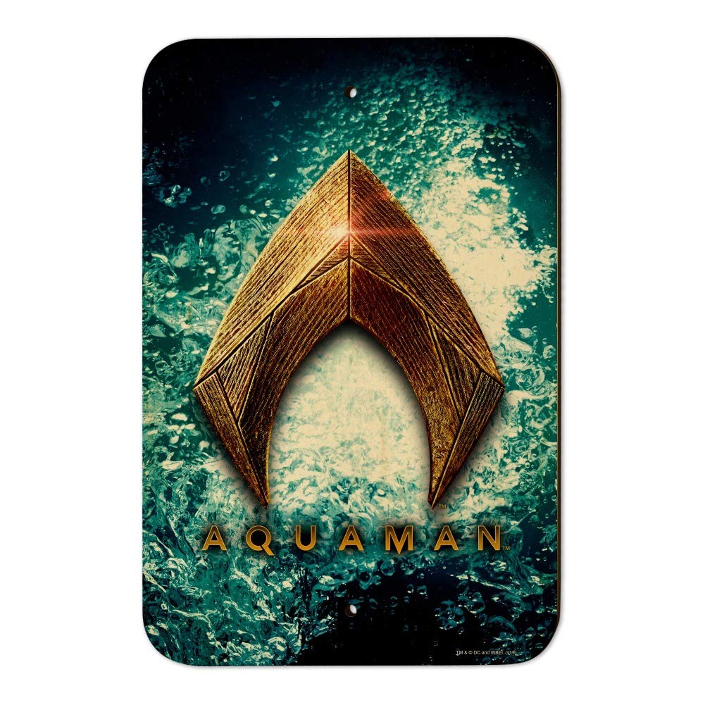 Justice League Movie Aquaman Logo Metal Sign - DC Comics Superhero Wall Decor for Home, Office, or Man Cave - Perfect for Superhero Fans & Collectors