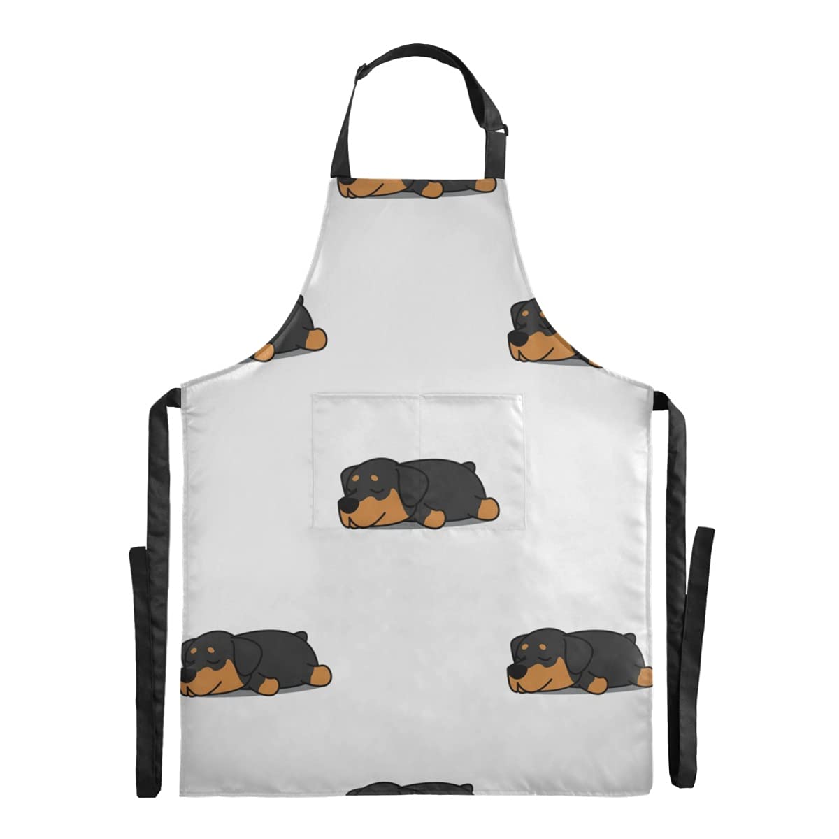 Funny Waterproof Cute Rottweiler Puppy Bib Apron for Baking, Cooking, Gardening & Flower Arranging - Adjustable Straps with Large Pocket for Adults & Stepdads - Perfect for BBQ, Home Kitchen & DIY Crafts