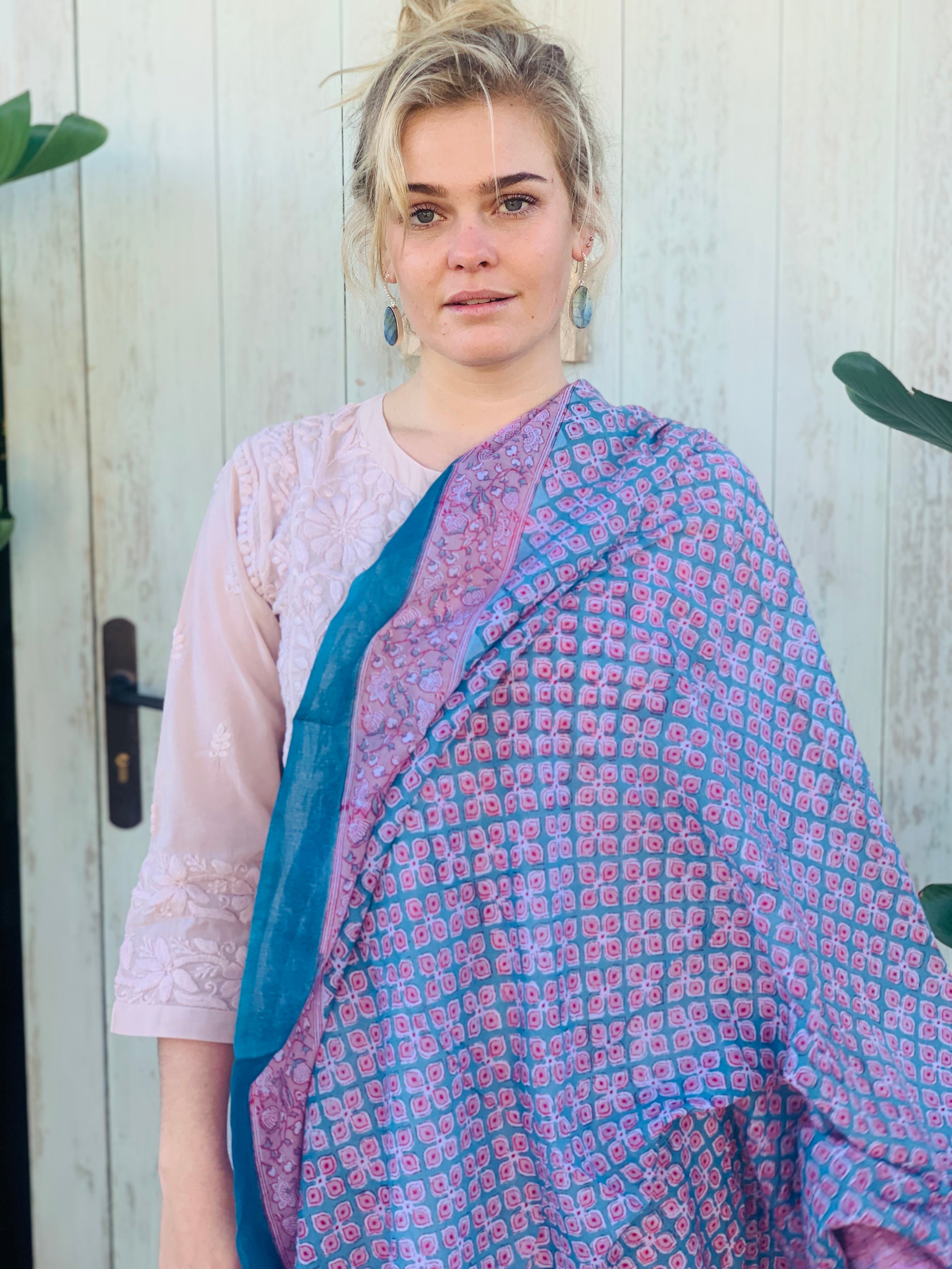 Stylish Block Print Cotton Sarong Pareo Shawl - New Collection for Beach, Pool & Summer Fashion
