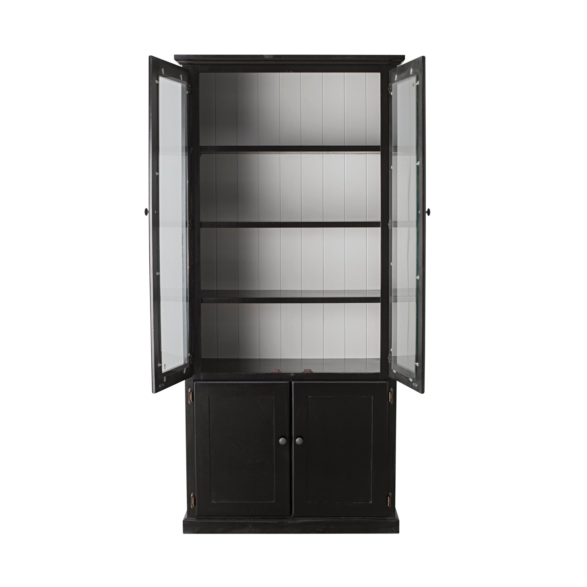 Armand 4 Door Glass Display Cabinet 94.6 x 206cm Black - Perfect for Living Room, Dining Room, or Office Storage & Display