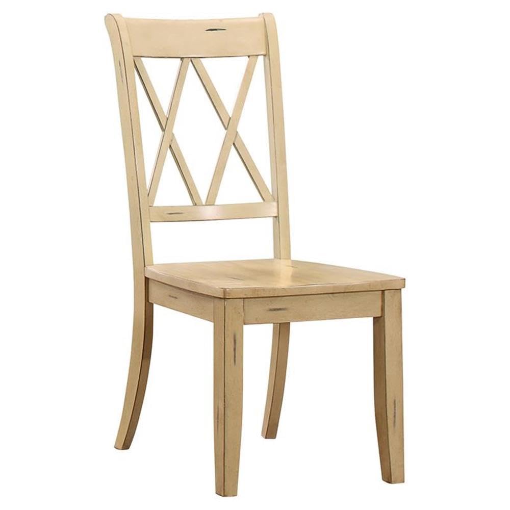 Pemberly Row Contemporary Wood Dining Room Side Chairs in Buttermilk (Set of 2) - Modern Kitchen & Dining Room Accent Chairs for Home Decor