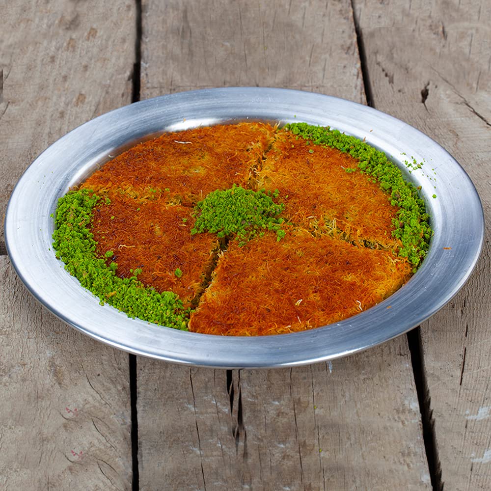 Premium Set of 3 Turkish Kunefe Plates - 5 Inch Small Aluminum Serving Dishes for Kunafa & Kataifi Dough - Elegant Silver Dessert Plates for Baklava, Kunefe & Middle Eastern Sweets - Perfect for Parties, Restaurants & Home Entertaining