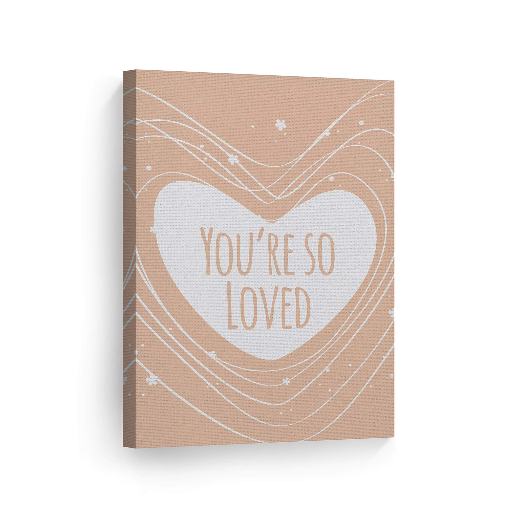 You're So Loved Cute Lettering Pink Canvas Print - 40x30 Inch Nursery Wall Art, Kids Room Decor, Baby Gift - Ready to Hang Made in USA | Perfect for Bedroom, Playroom & Baby Shower Decorations