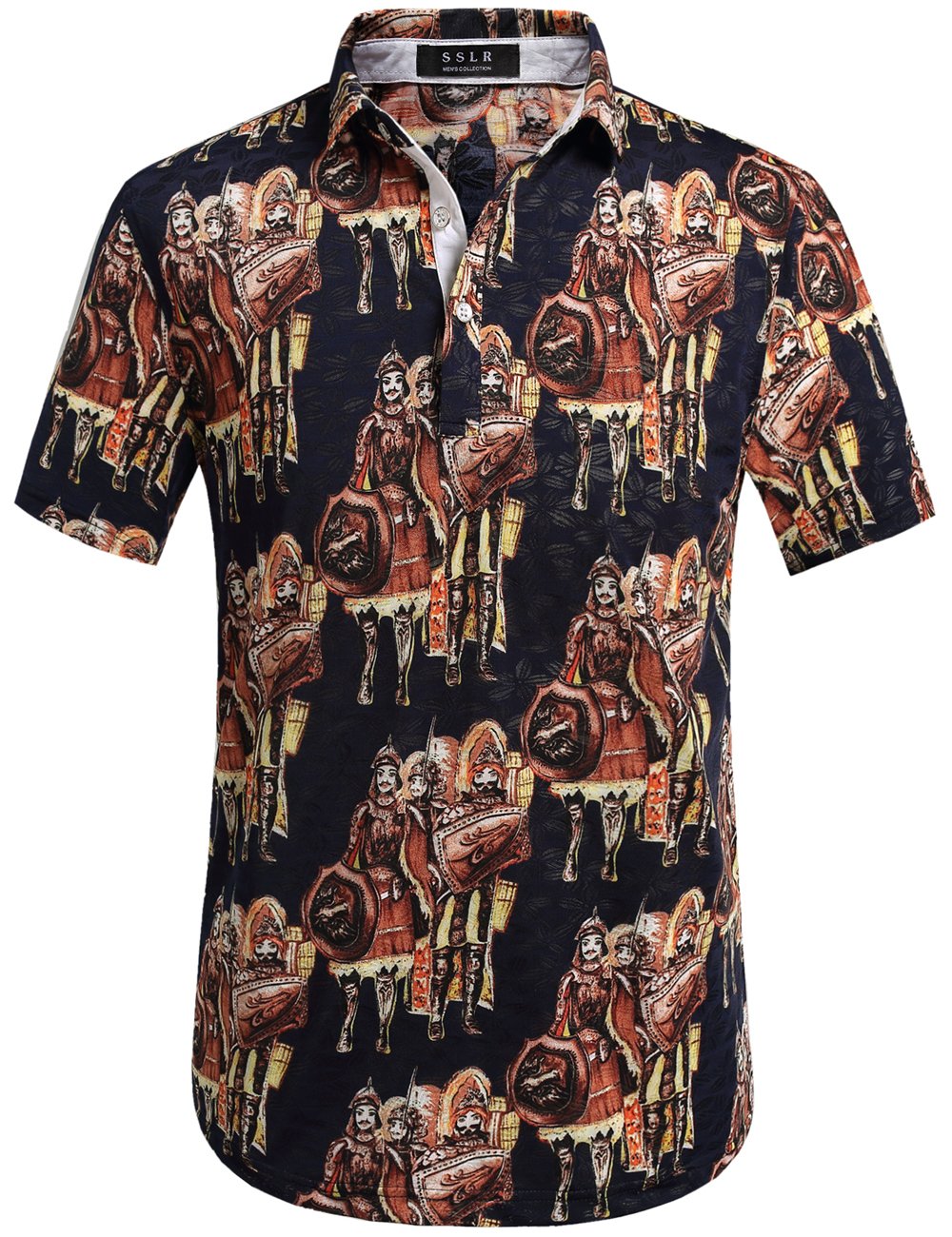 SSLR Men's Short Sleeve Printed Casual Polo Shirts - Breathable Summer Tees for Golf, Work & Everyday Wear