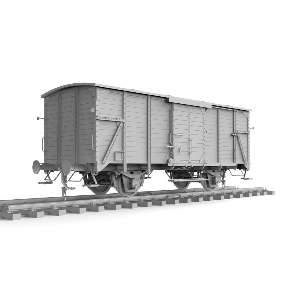 AK Interactive 35502 1/35 Scale German Railway Covered G10 Wagon Model Kit - Perfect for WWII Military Train Dioramas & Historical Model Railroad Displays