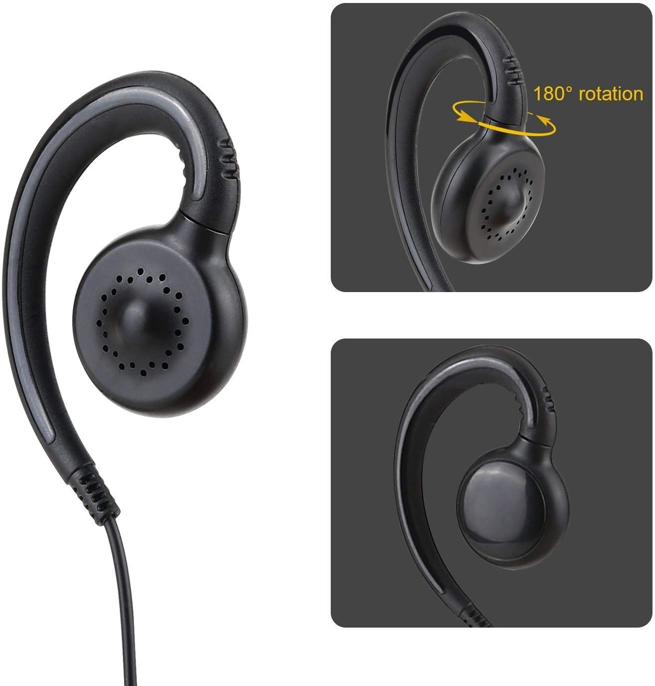 abcGoodefg 2-Pack Two-Way Radio Earpiece with PTT Mic - Compatible with Motorola Talkabout CP200, CP200D, CLS1110 (2-Pin Walkie Talkie Headset) - Ideal for Security, Construction & Event Staff Communication