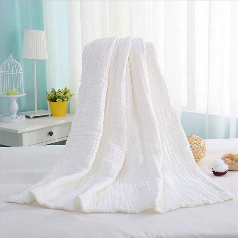 Organic Muslin Baby Towel - 100% Cotton Gauze Soft Infant Bath Towel, 6-Layer Newborn Blanket (43.3