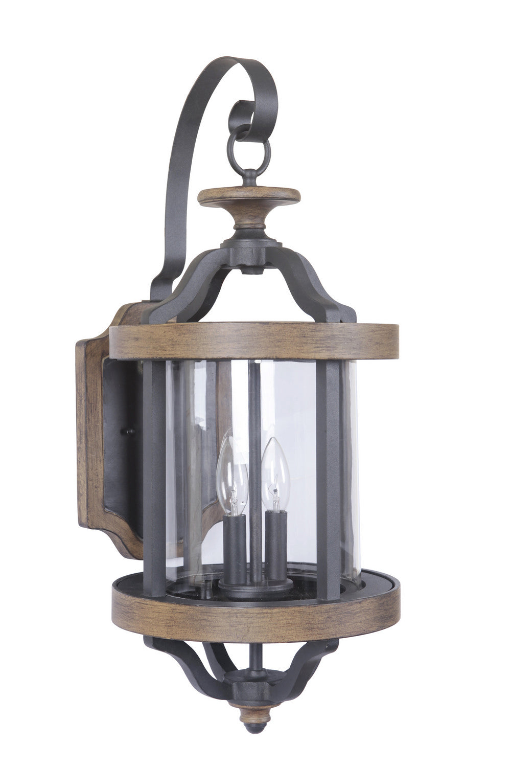 Ashwood Two Light Wall Sconce in Textured Black & Whiskey Barrel Finish - Perfect for Bedroom, Hallway, and Porch Lighting
