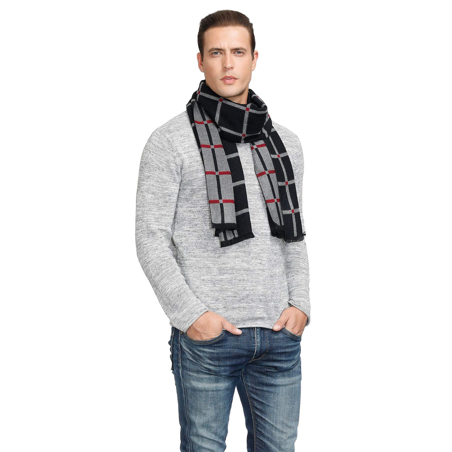 Men's Long Warm Winter Scarf - Stylish Knitted Fashion Scarves for Men & Boys - Perfect Christmas Gift - Ideal for Outdoor Activities, Travel & Cold Weather Protection