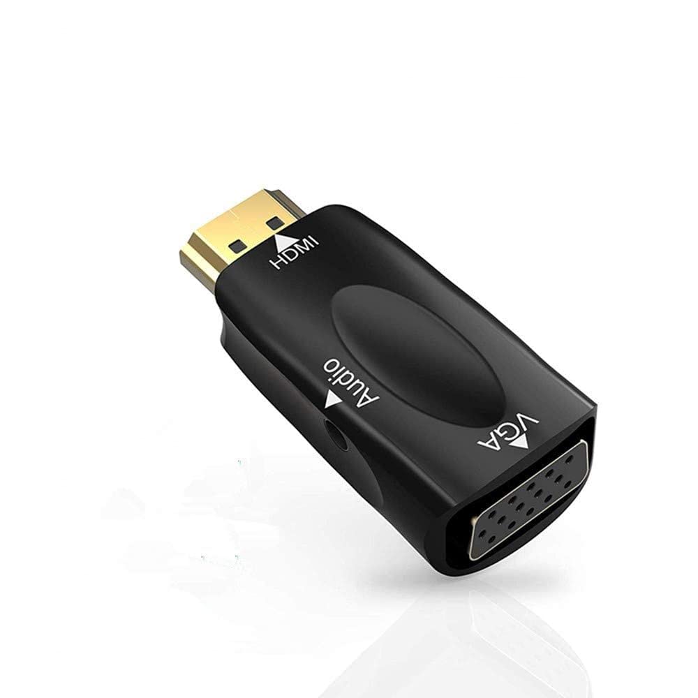 HDMI Male to VGA Female Adapter with 3.5mm Audio Jack - Gold Plated Connectors for High-Quality Signal Transmission - Compatible with Laptop, PC, Monitor, Projector, HDTV, Xbox, Chromebook - Perfect for Home Office, Gaming Setup, and Conference Room Presentations