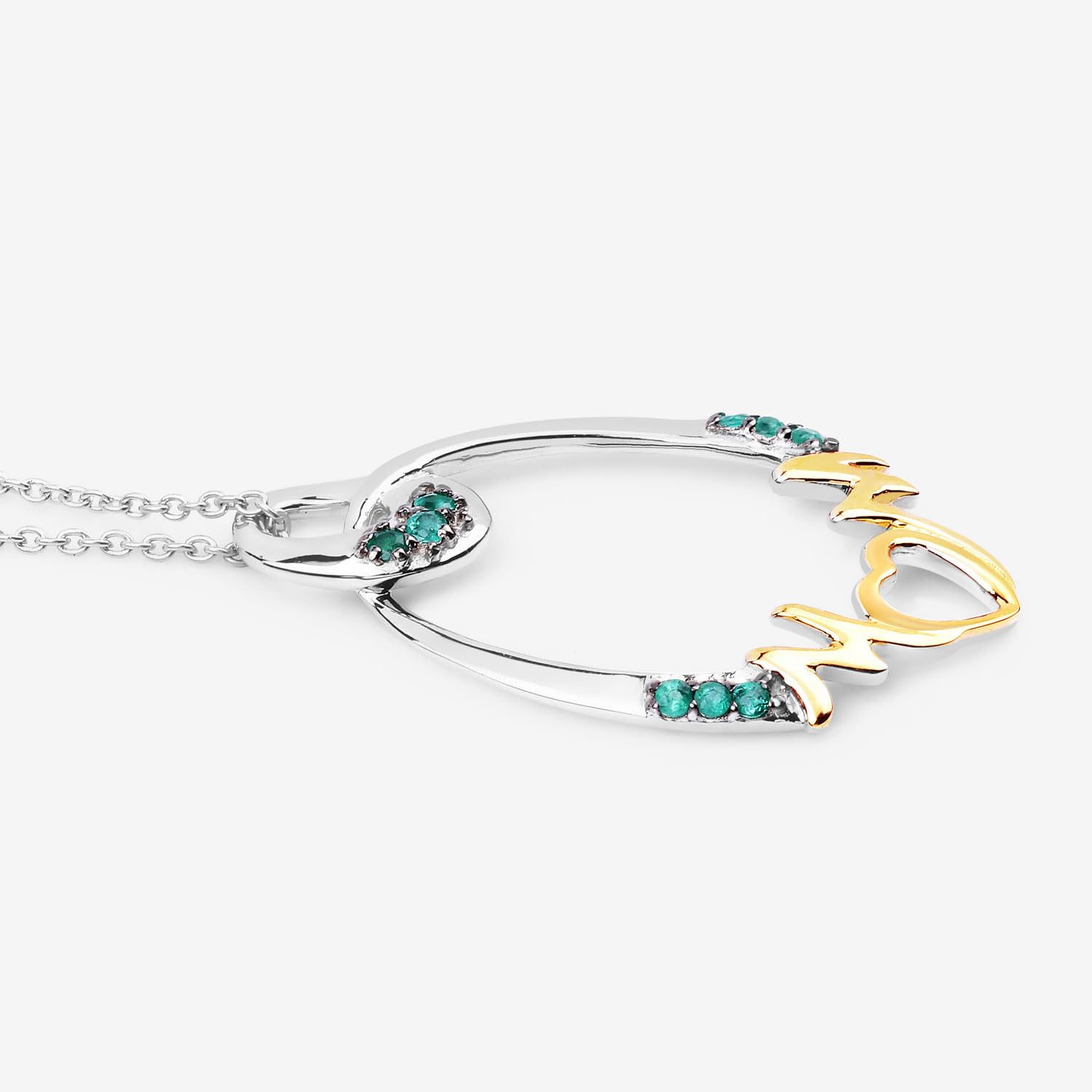 Genuine Emerald Mother's Pendant Necklace in Sterling Silver - Perfect Gift for Mom's Birthday, Mother's Day & Special Occasions