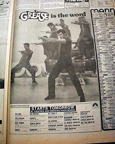 Vintage 1978 Los Angeles Times Newspaper - Original GREASE & JAWS 2 Movie Opening Day Ads (June 15, Sections I & IV) - Perfect for Film Memorabilia Collectors & 70s Pop Culture Enthusiasts