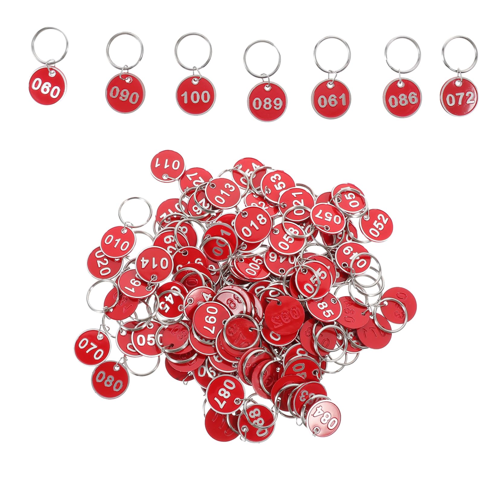 100pcs Aluminum Alloy Luggage Key Tags - Numbered Keychains with Durable Key Rings | Cute Travel Accessories for Suitcases, Backpacks & Gym Bags | FUNOMOCYA Keychain Labels for Organization