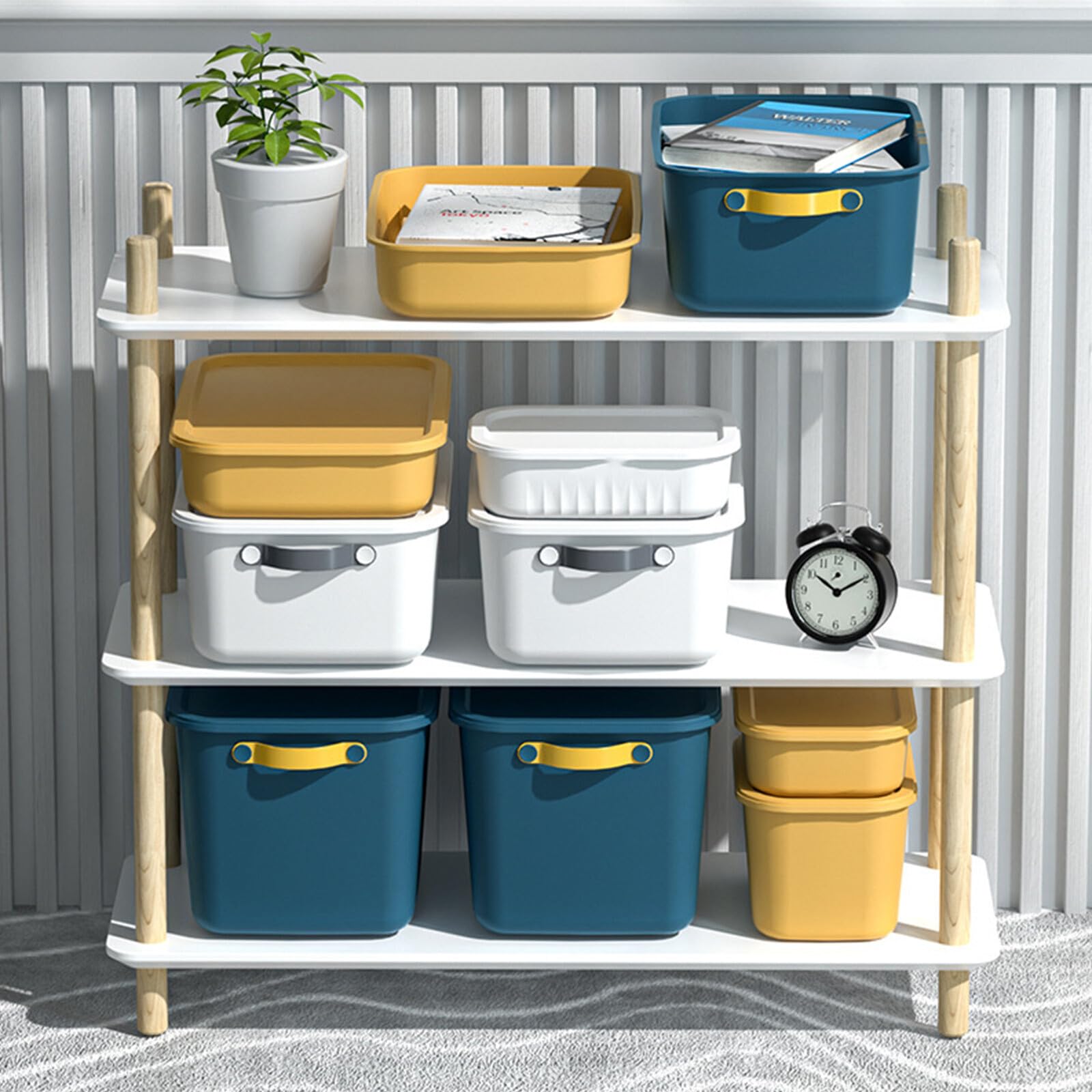 Large Capacity Storage Bins with Lids - Organize Toys, Snacks & Sundries for Dorm, Closet & Living Room | Desktop & Home Organization Solutions