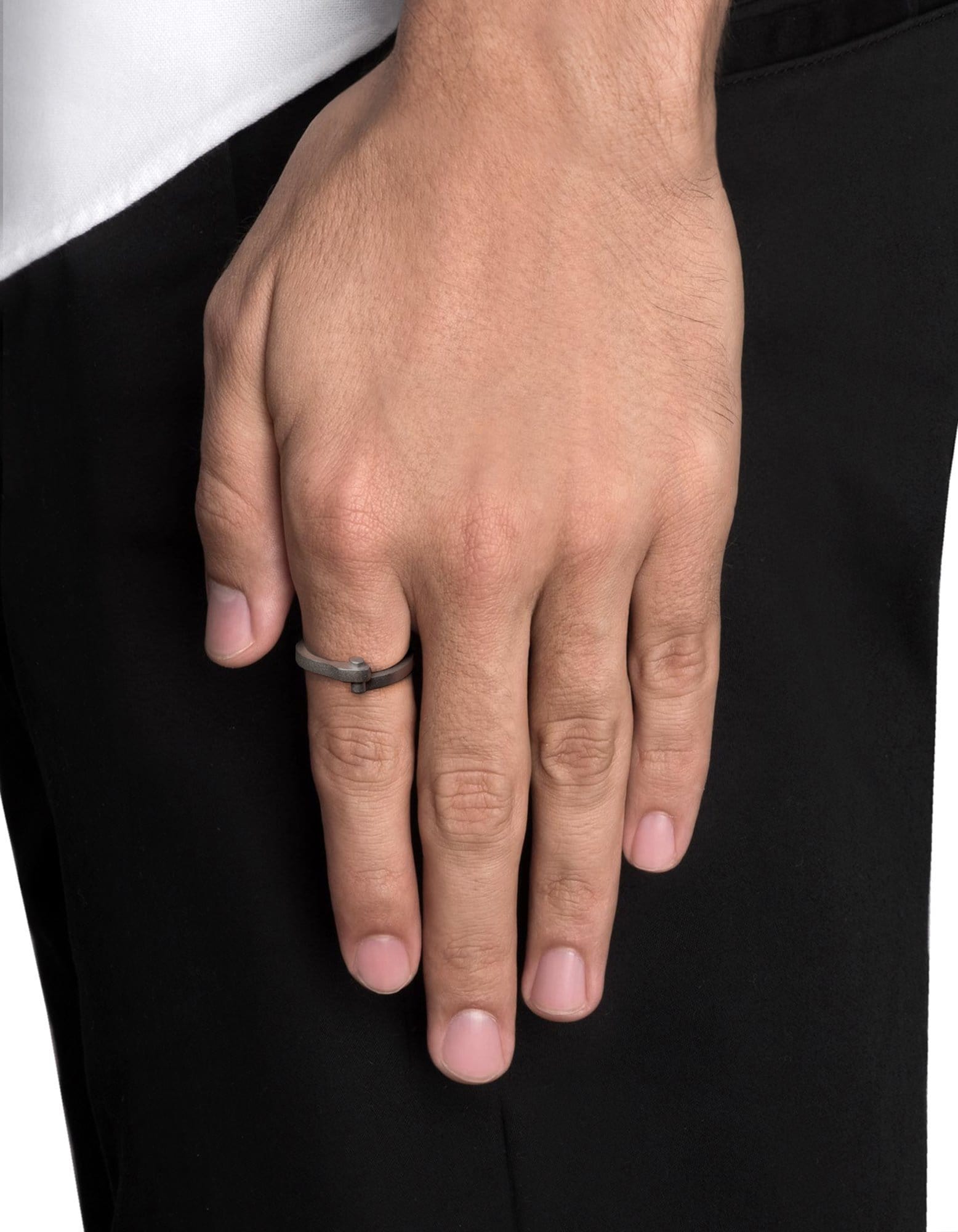 NYX Matte Black Rhodium Ring for Women & Men - Elegant Gothic Jewelry for Everyday Wear, Parties & Special Occasions