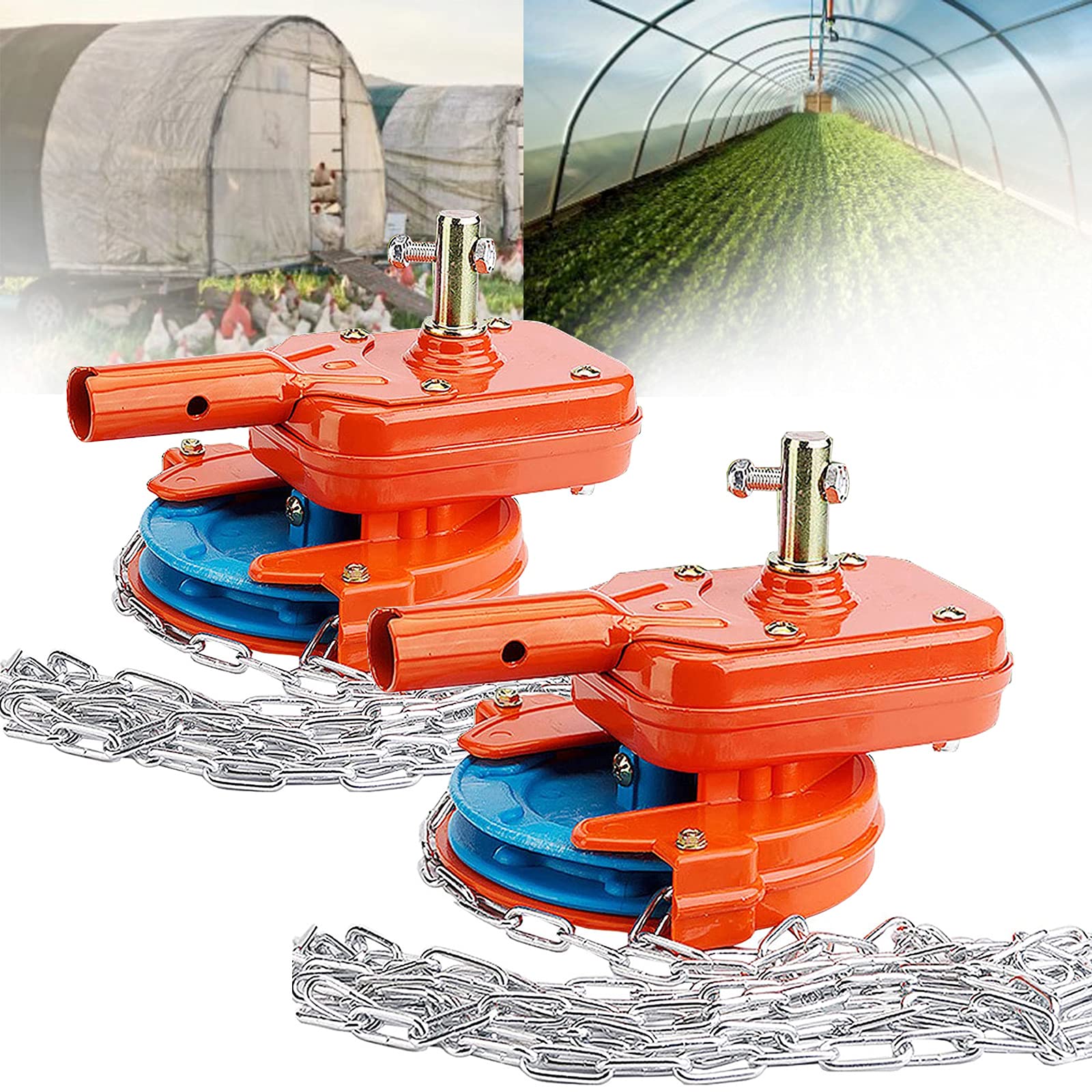 4m/6m Greenhouse Hand Winch with Chains - Manual Film Coiler Device for Top & Wall Greenhouse Sheds - 2-Pack Farm & Vegetable Greenhouse Ventilation Equipment - Perfect for Greenhouse Temperature Control and Seasonal Crop Protection