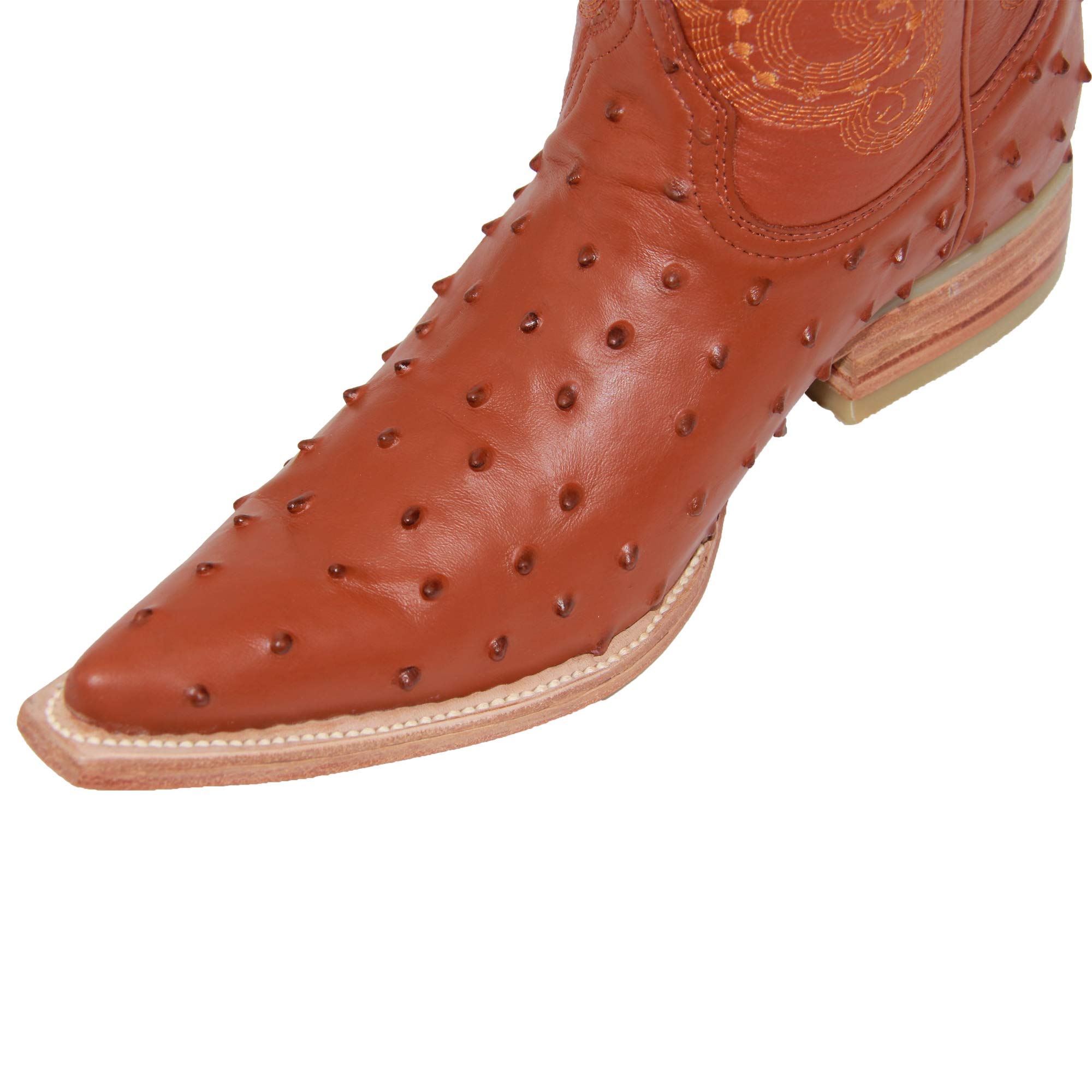 Men's Western Cowboy Boots - Genuine Leather Embossed Ostrich Quill Print - Comfortable Riding & Country Style Footwear for Rodeo, Line Dancing & Casual Wear