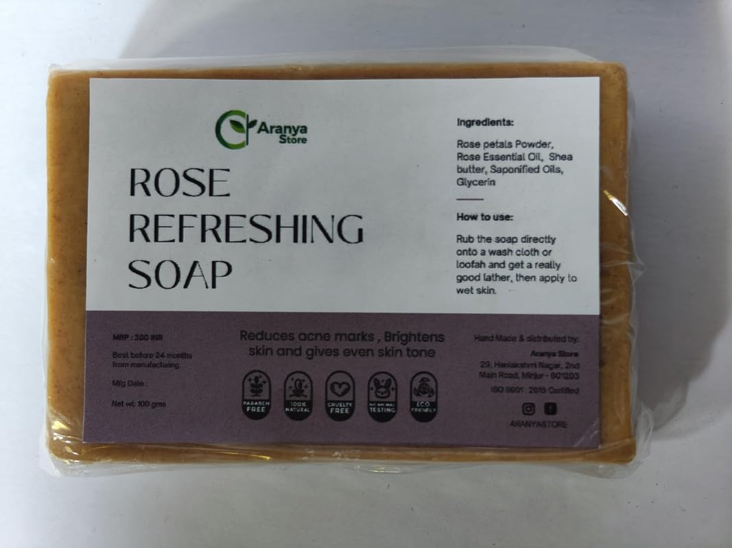 Aranya Store Natural Rose Refreshing Soap - Handmade Organic Face & Body Cleanser for Sensitive Skin, Perfect for Daily Skincare & Relaxing Bath Time