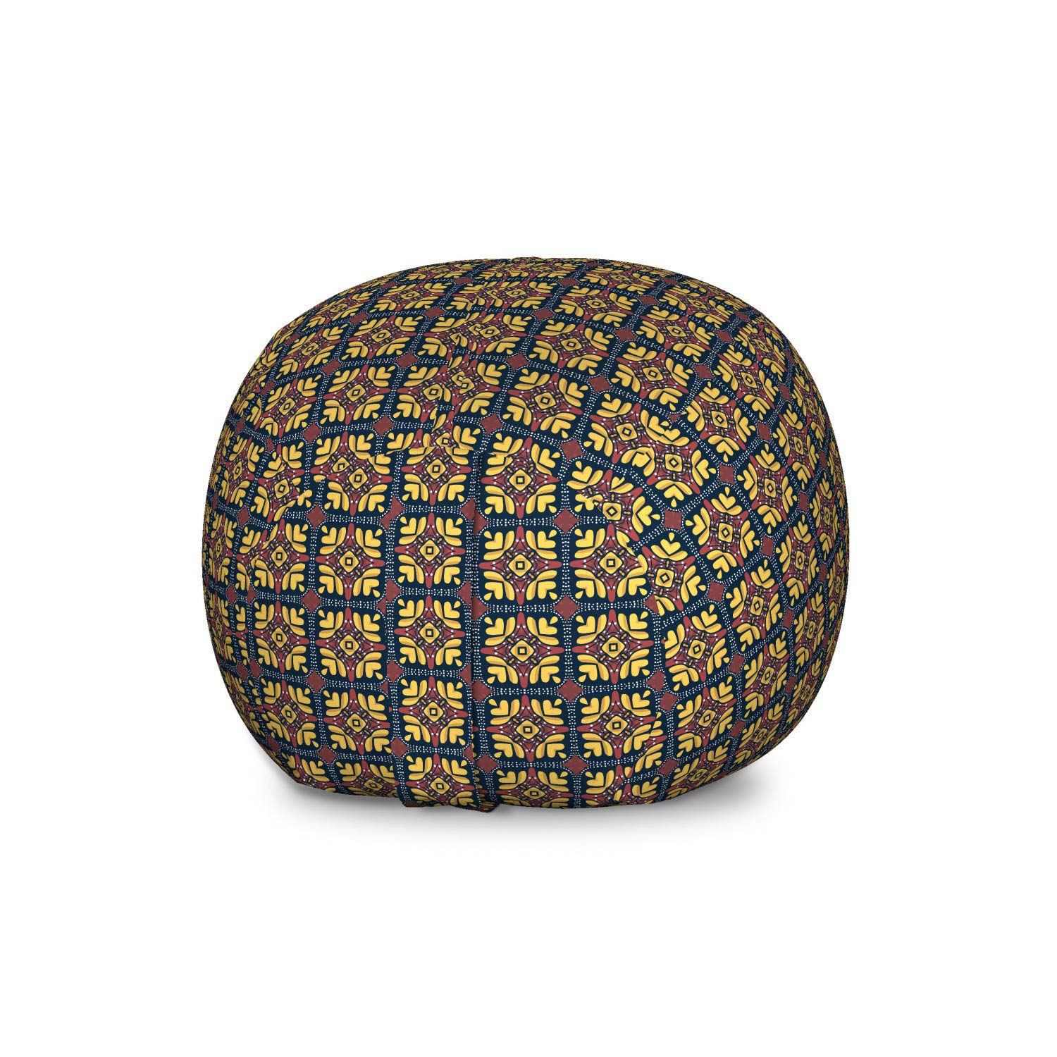 Ambesonne Retro Storage Toy Bag Chair - Large Washable Stuffed Animal Organizer with Antique Floral & Checkered Design, Art Nouveau Inspired - Perfect for Kids' Room, Nursery, Playroom & Dorm Organization