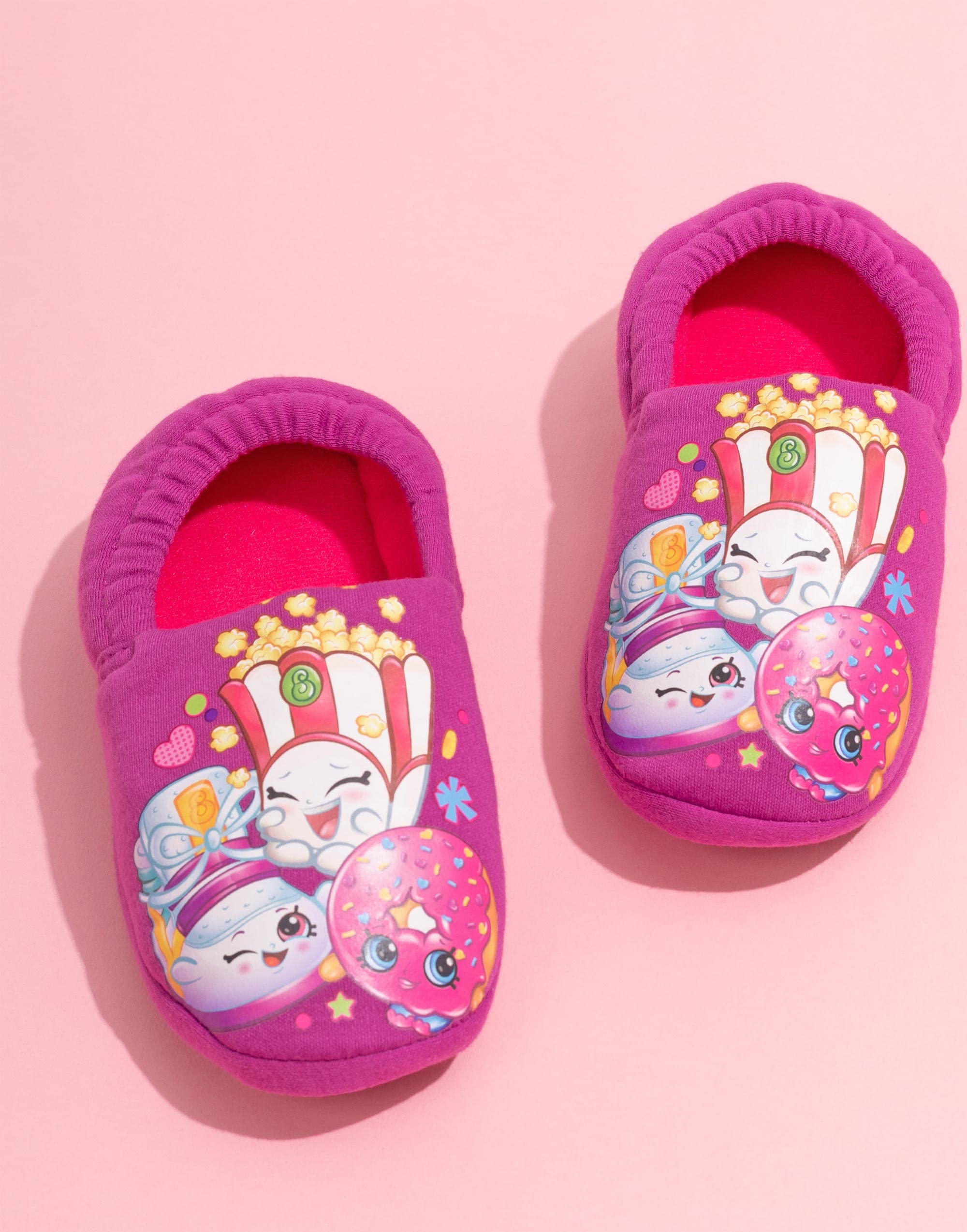 Shopkins Purple & Pink Girls' Slippers - Kids Sizes 6-2 (US 11.5 Little Kid) | Novelty Character Gift for Birthday & Sleepovers