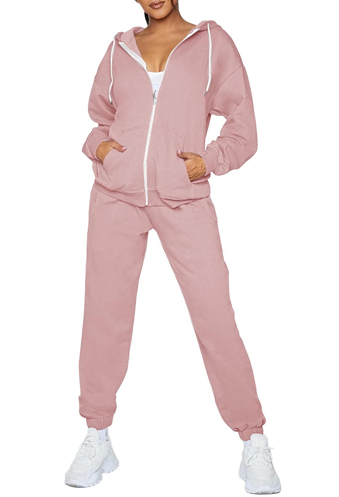 TOLENY Women's 2-Piece Workout Set - Hooded Sweatshirt & Long Jogger Pants Tracksuit | Gym, Yoga, Running & Lounge Wear | Comfortable Athleisure Outfit for Women