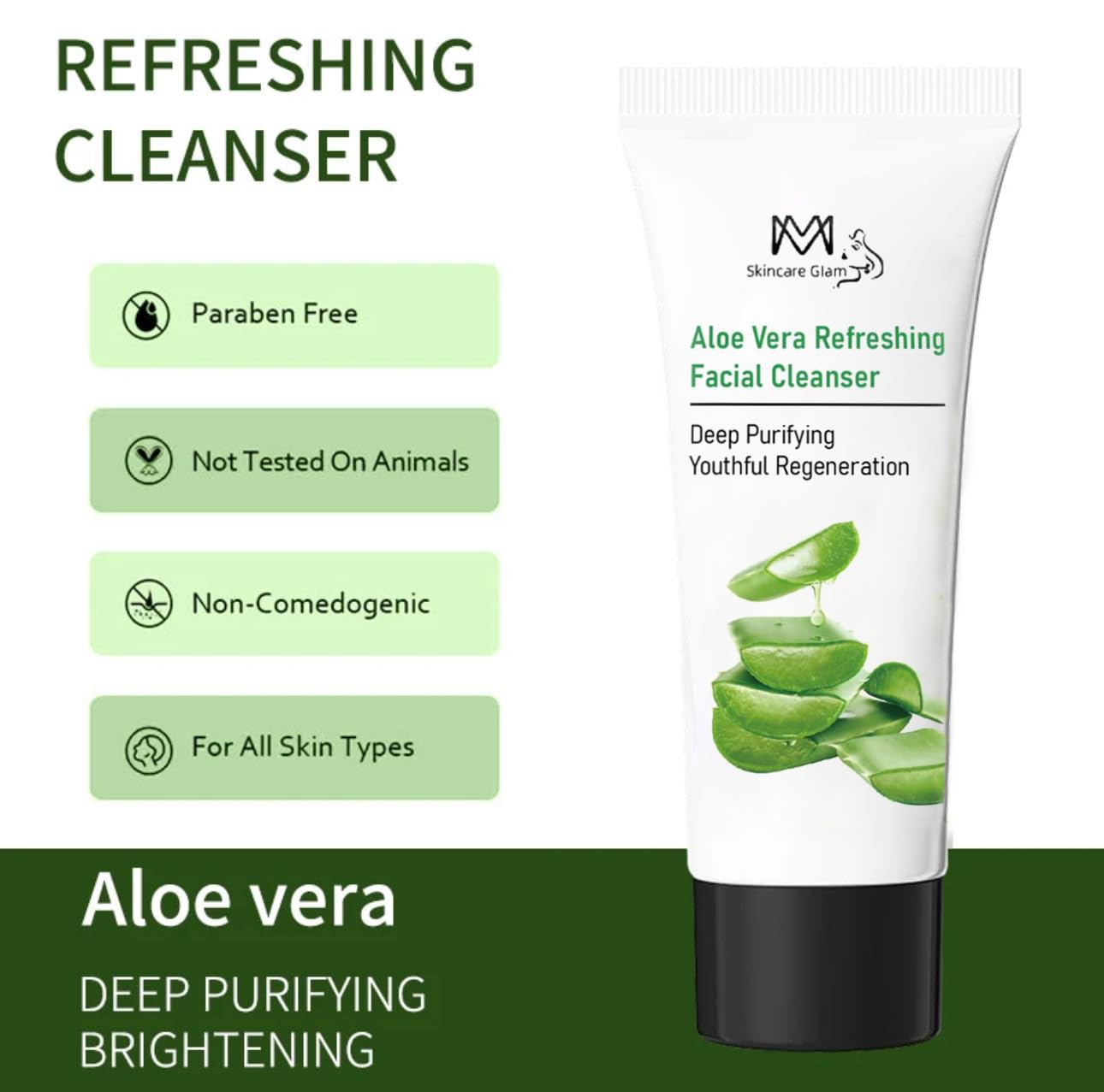 MM Natural Skincare Aloe Vera Face Wash - Deep Cleansing & Hydrating Korean Formula for Radiant Skin | Removes Impurities, Controls Oil & Soothes Sensitive Skin | Anti-Aging Benefits with Organic Aloe | Perfect for Daily Skincare Routine & Post-Workout Refresh