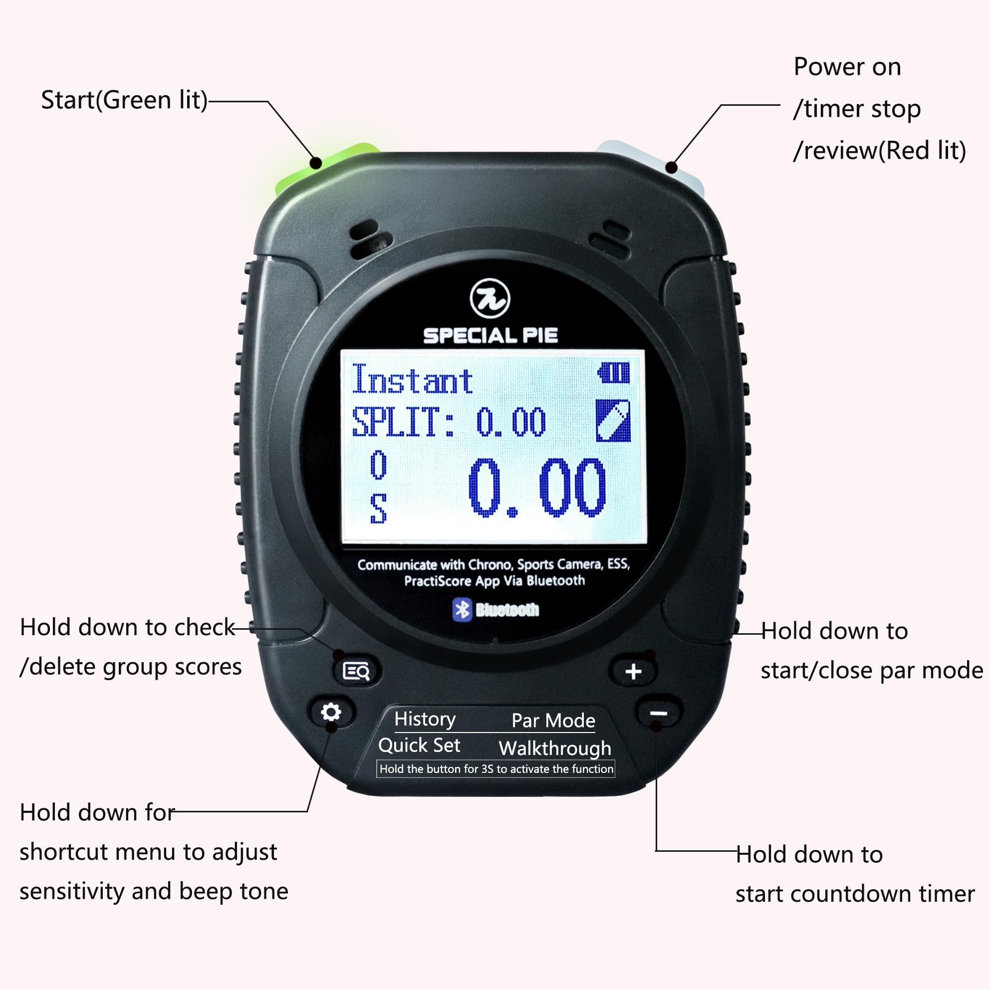 **Bluetooth Shot Timer for Shooting Competition - Loud Beeper, Multifunctional Firearms Timer for Training & Range Practice | Perfect for Shooters, RO, and Competitive Events**