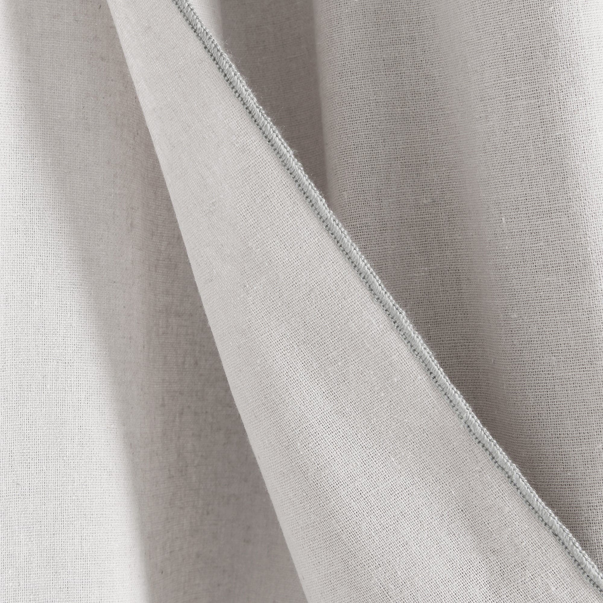 Modern Faux Linen Embroidered Edge Window Curtain Panel Set with Attached Valance - Elegant Home Decor for Living Room, Bedroom & Dining Room