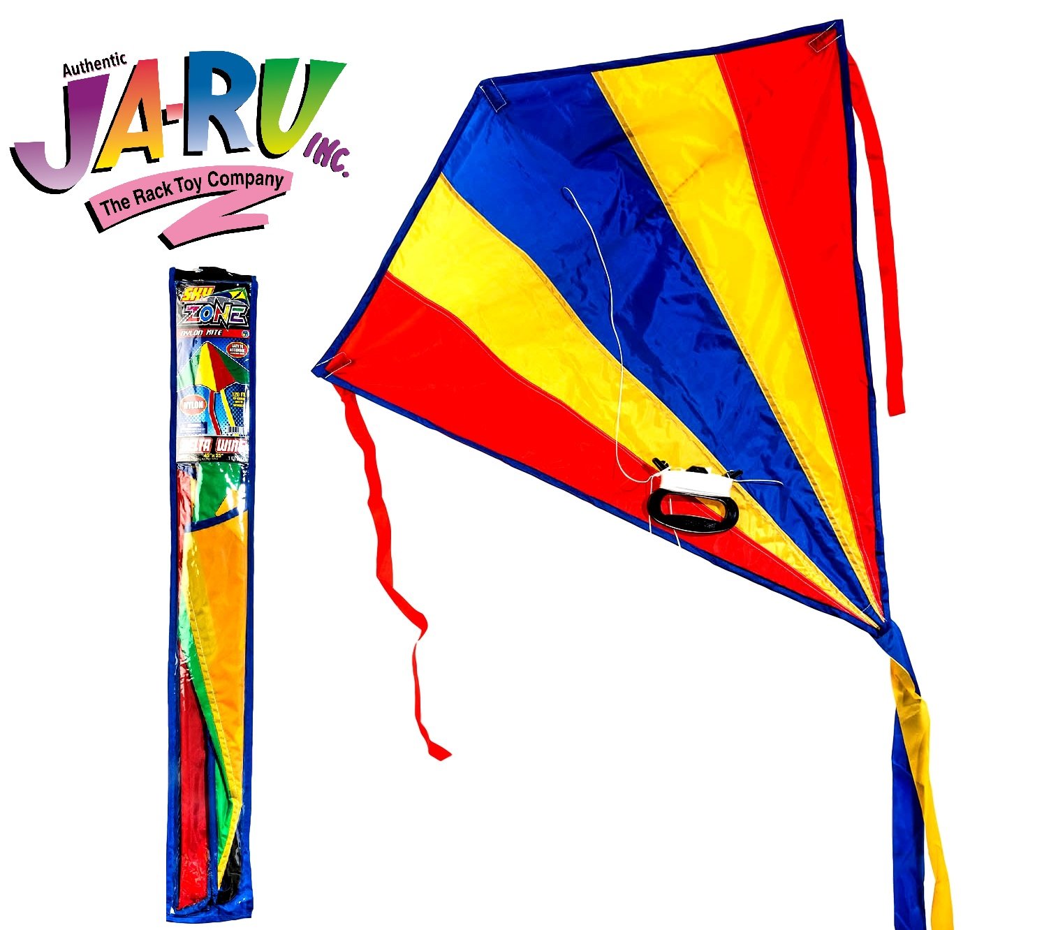 JA-RU Delta Kite Nylon Large Bulk Pack of 24 Assorted Kites for Kids - Easy to Assemble & Fly Outdoor Toys, Birthday Party Favors Gifts with Free Bouncy Ball (9877-24p) | Perfect for Beach Days, Park Playdates, and Summer Outdoor Family Activities
