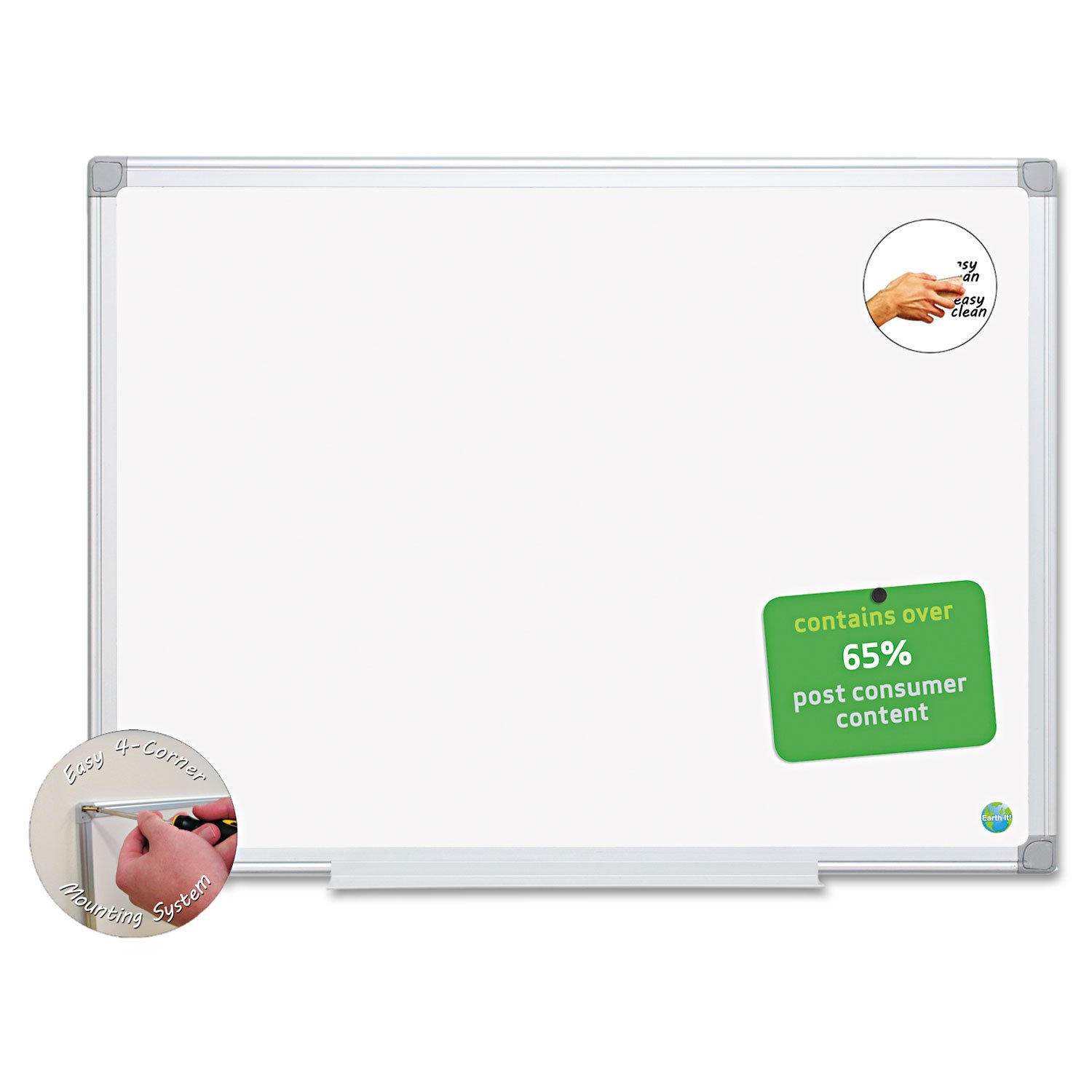 BVCMA0200790 - Earth Easy-Clean Dry Erase Board - Whiteboard for Office, Classroom & Home - Magnetic Reusable Writing Surface for Notes, Presentations & Planning