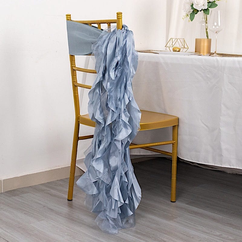 5 Pack Curly Willow Chiffon Satin Chair Sashes - Elegant Wedding Decor, Bridal Shower & Party Chair Ribbons for Banquet, Reception, and Special Events