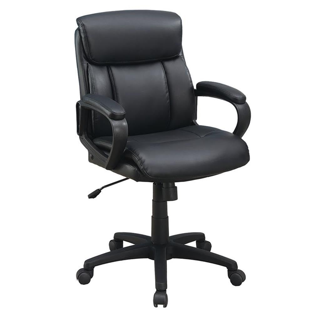 Poundex Compet Office Chair - Ergonomic Adjustable Black Desk Chair for Home & Office Use - Perfect for Long Hours of Work, Gaming, or Studying