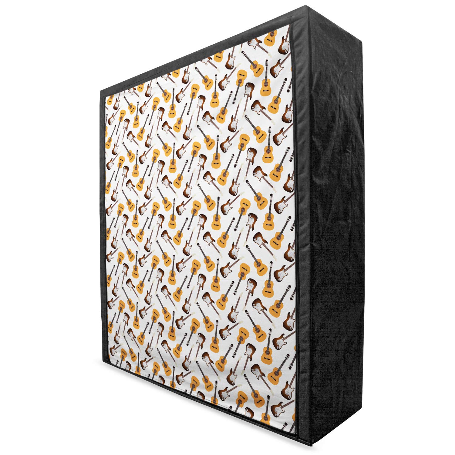 Ambesonne Guitar Themed Fabric Wardrobe - Portable Closet with Shelves for Clothing Storage, 59