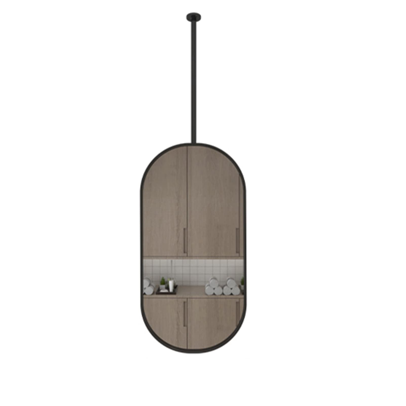 50cmx70cm Oval Ceiling Mirror with Metal Frame & Adjustable Boom - Perfect for Bathroom, Bedroom, Makeup Vanity & Shaving Station | Customizable Metal Arm for Versatile Use
