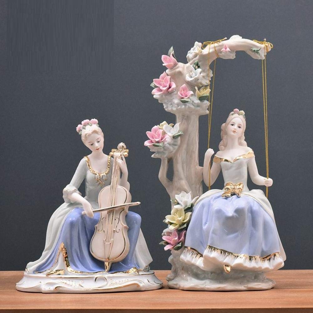 Western Female Ceramic Sculpture Statue - Handcrafted Home Decor Art for Coffee Bar, Wedding & Living Room - Elegant Beauty Figurine for Shelf Display & Gift