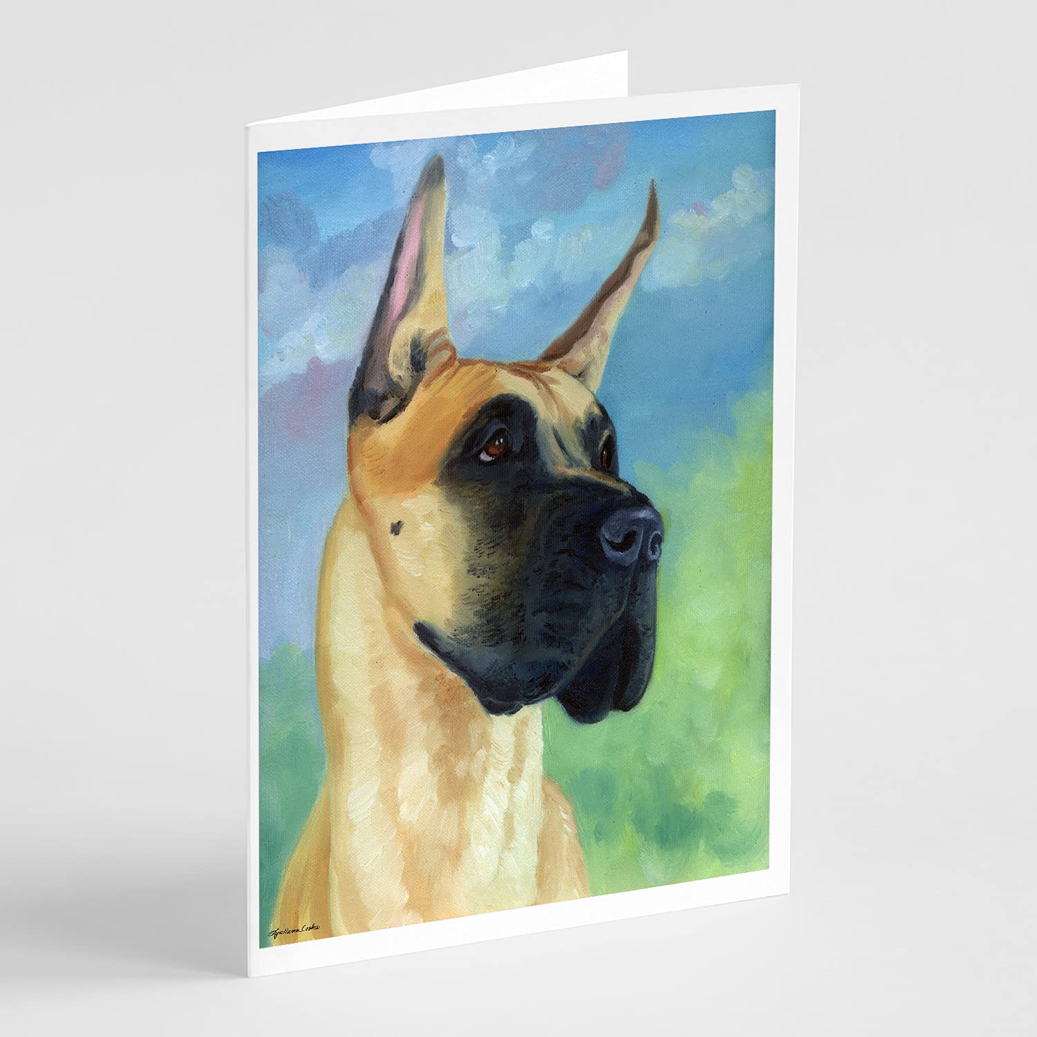 Caroline's Treasures 7387GCA7P Great Dane Apollo The Greeting Cards - Pack of 8 Blank A7 Size (5x7) Note Cards with Envelopes | Whimsical Dog Lover Stationery for Birthdays, Thank You Notes & Special Occasions