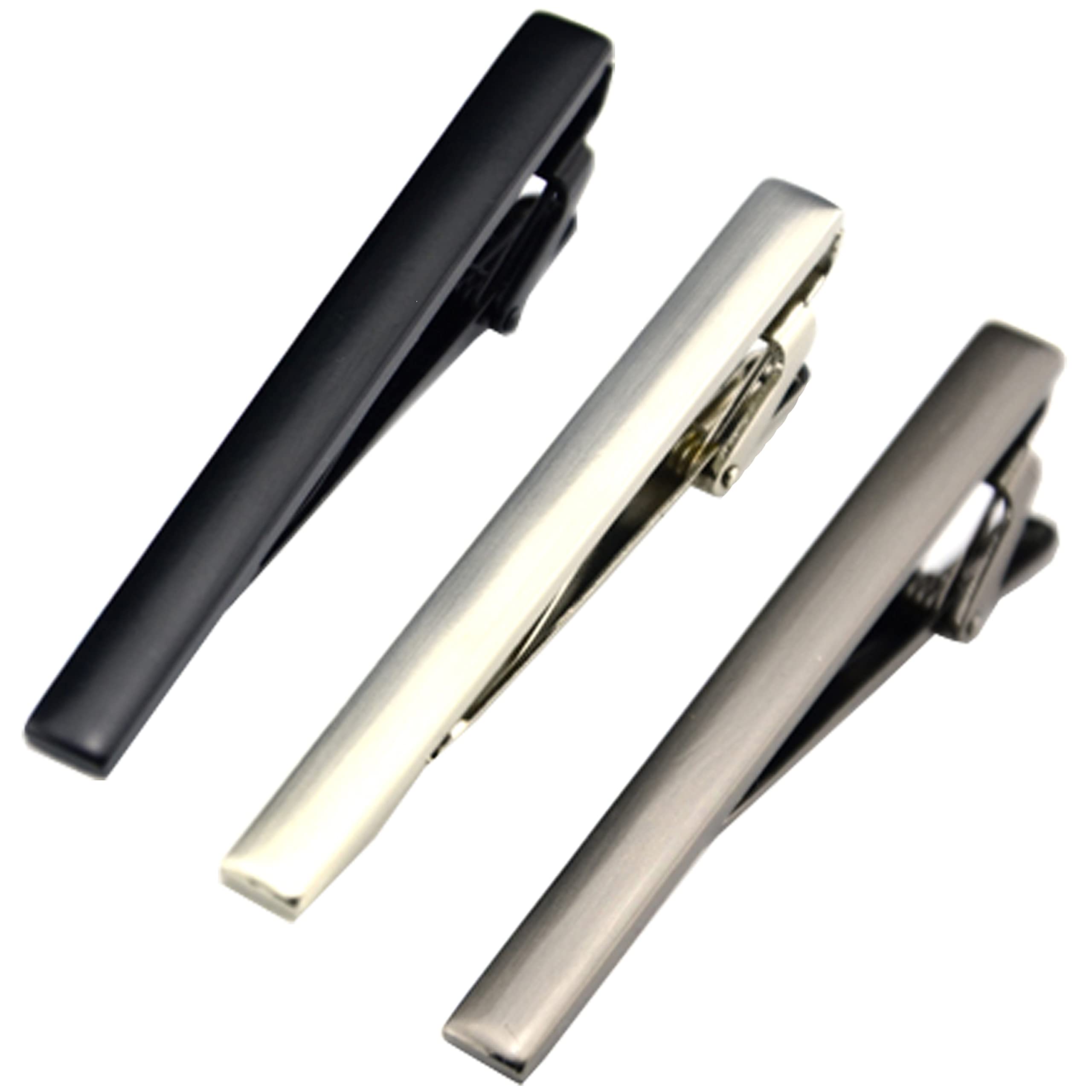 Premium Men's Tie Clips Set of 3 - Stainless Steel Tie Bars & Pins for Formal Attire - Perfect for Weddings, Business Meetings & Office Wear