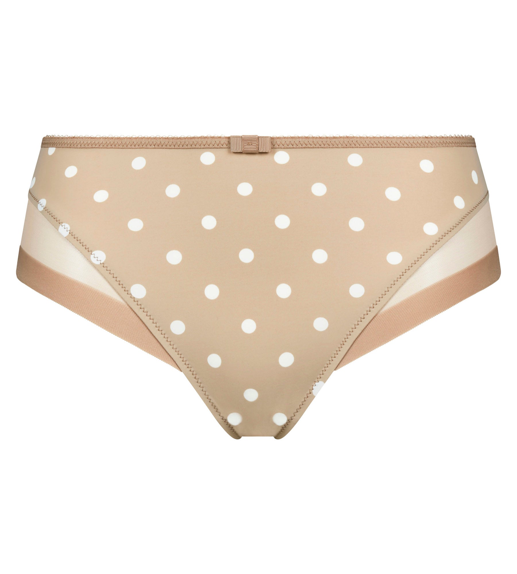Women's Slip in Microfiber and Tulle with Polka Dots - Comfortable Beige Underwear for Daily Wear and Special Occasions
